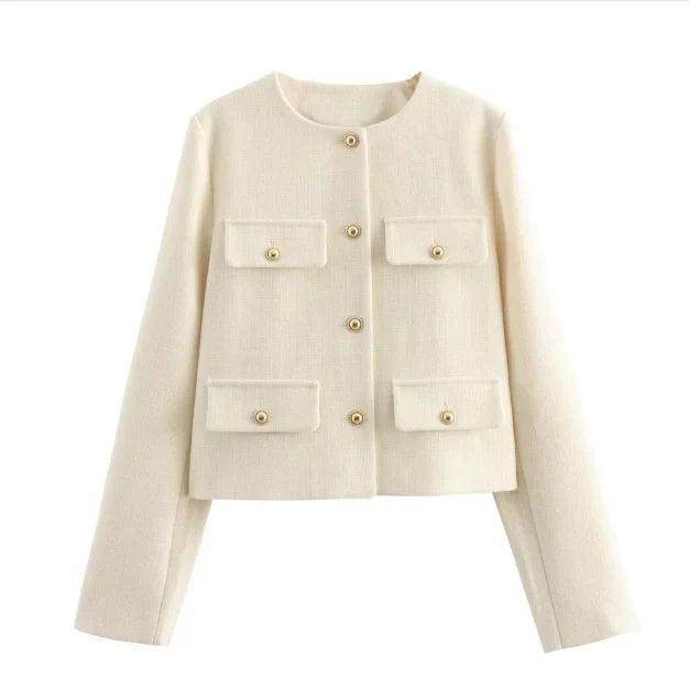 Eleganter Damen Blazer Langärmlig Vintage Style