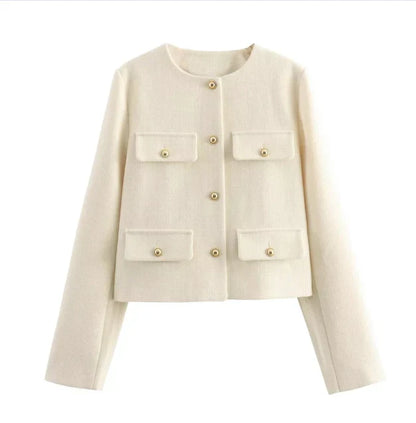 Eleganter Damen Blazer Langärmlig Vintage Style