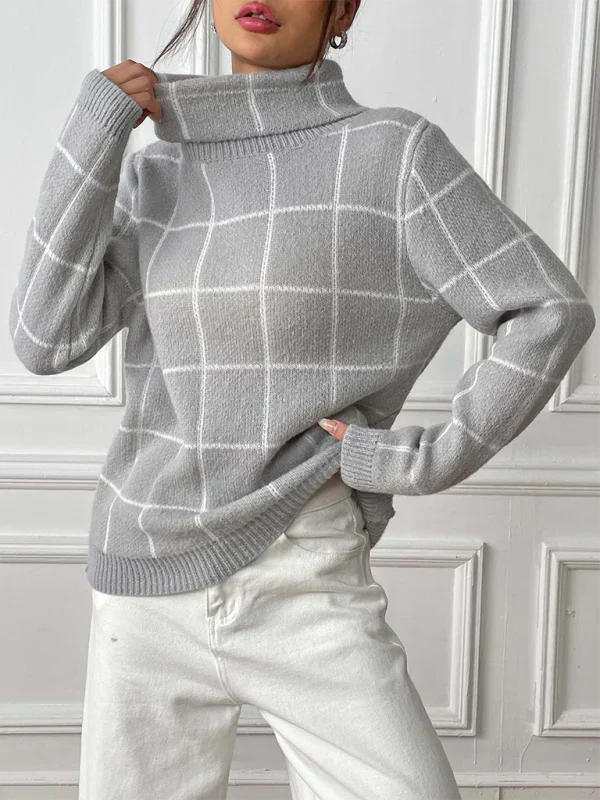 Damen Pullover Hochkragen Warm Winter