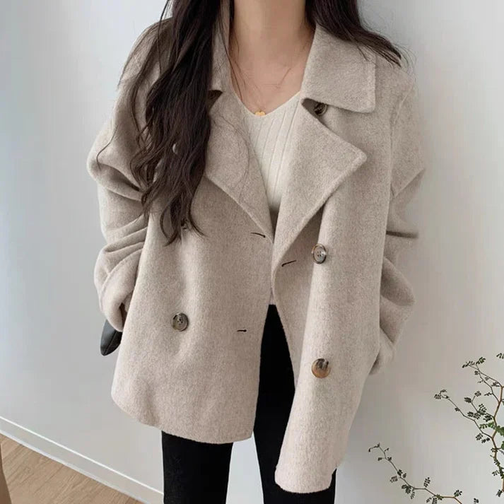 Mantel mit Doppelknöpfen Oversized Wollmix