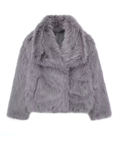Oversized Pelzjacke Kurz Design Schal Kragen