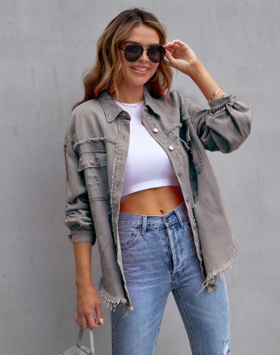 Ripped Denimjacke Oversized Style