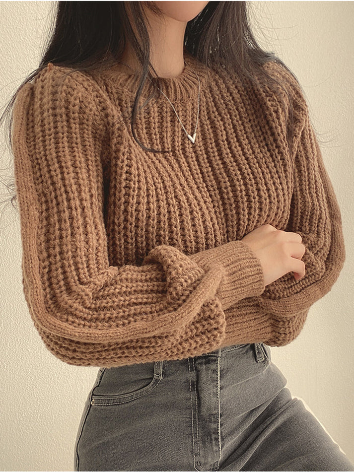 Modischer Grobstrick Pullover Damen