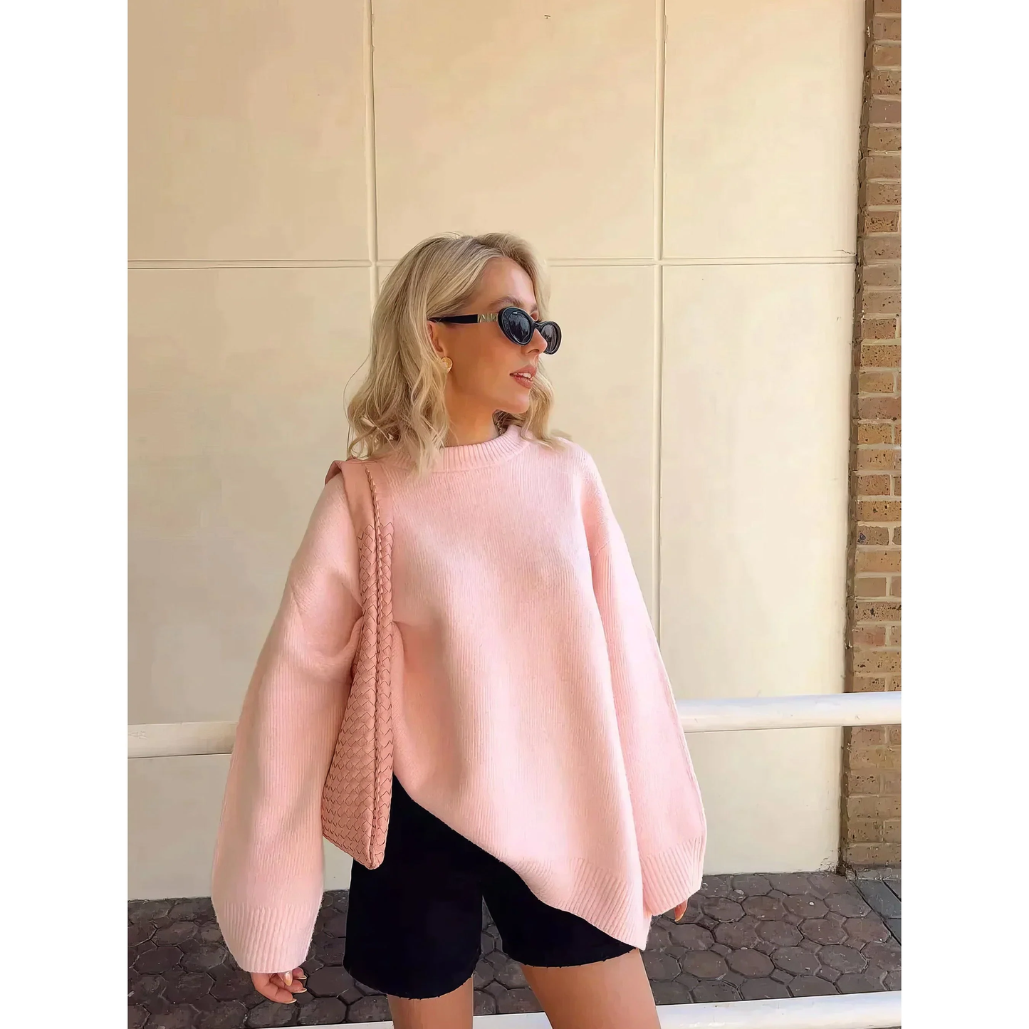 Große Damenpullover Langärmlig Übergröße Rosa