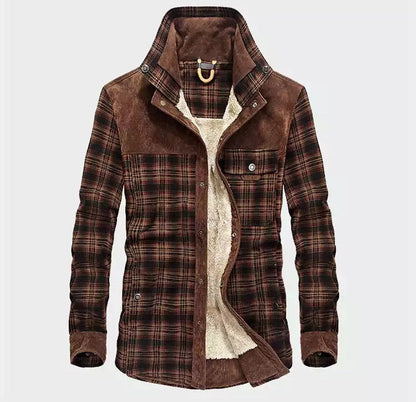 Herren Sherpa Jacke Karo Muster Warm gefüttert