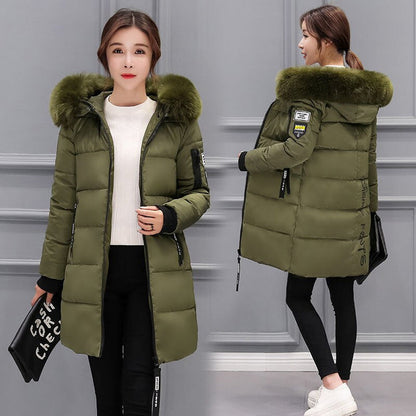 Elegant Wintermantel Damen Hoch Tailliert Pelz Kragen
