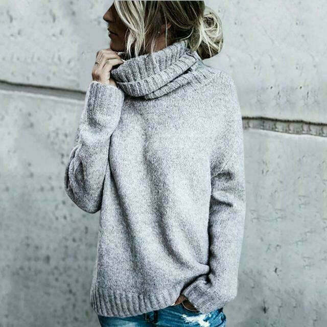 Damen Strickpullover Übergröße Rollkragen Herbstmodell
