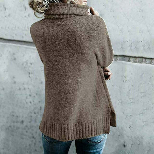 Damen Strickpullover Übergröße Rollkragen Herbstmodell - IdealeKleiden