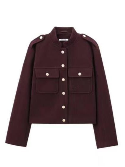 Stylische Wolljacke Damen Button Up - IdealeKleiden
