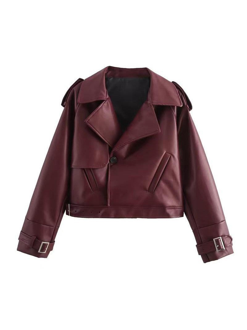 Lederjacke Damen Cropstyle mit Umhängerpfeil - IdealeKleiden