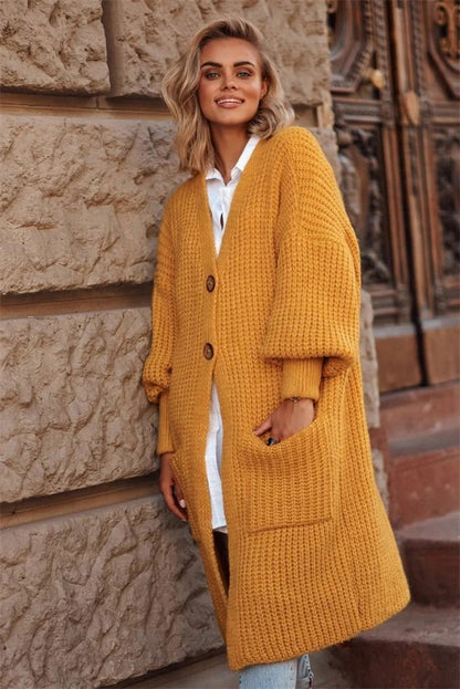 Große Strickjacke Oversized Lange Mantel Damen
