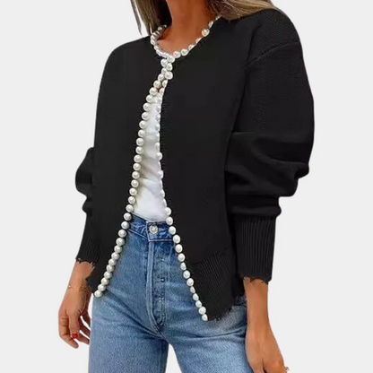 Weiche Strickjacke Damen Bequem Perlenknöpfe