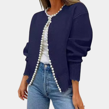 Weiche Strickjacke Damen Bequem Perlenknöpfe