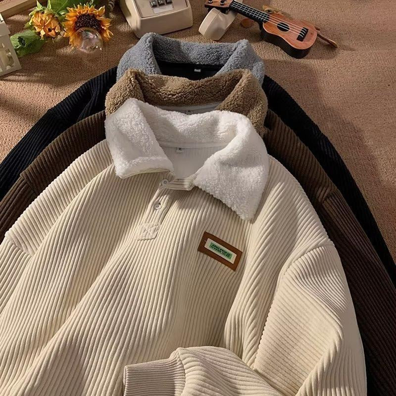 Kuschelige Corduroy Pullover mit Fleece