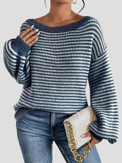 Gestreifter Strickpullover Damen
