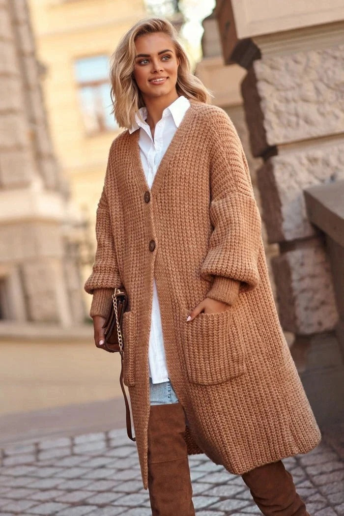 Große Strickjacke Oversized Lange Mantel Damen