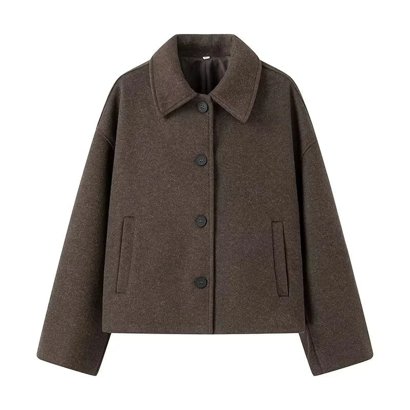 Elegante Wolljacke Kastenform Klassisch - IdealeKleiden