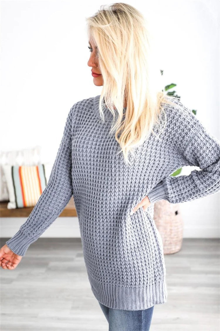 Übergrößen Kleid Grobstrick Wollweite Rippborte - IdealeKleiden