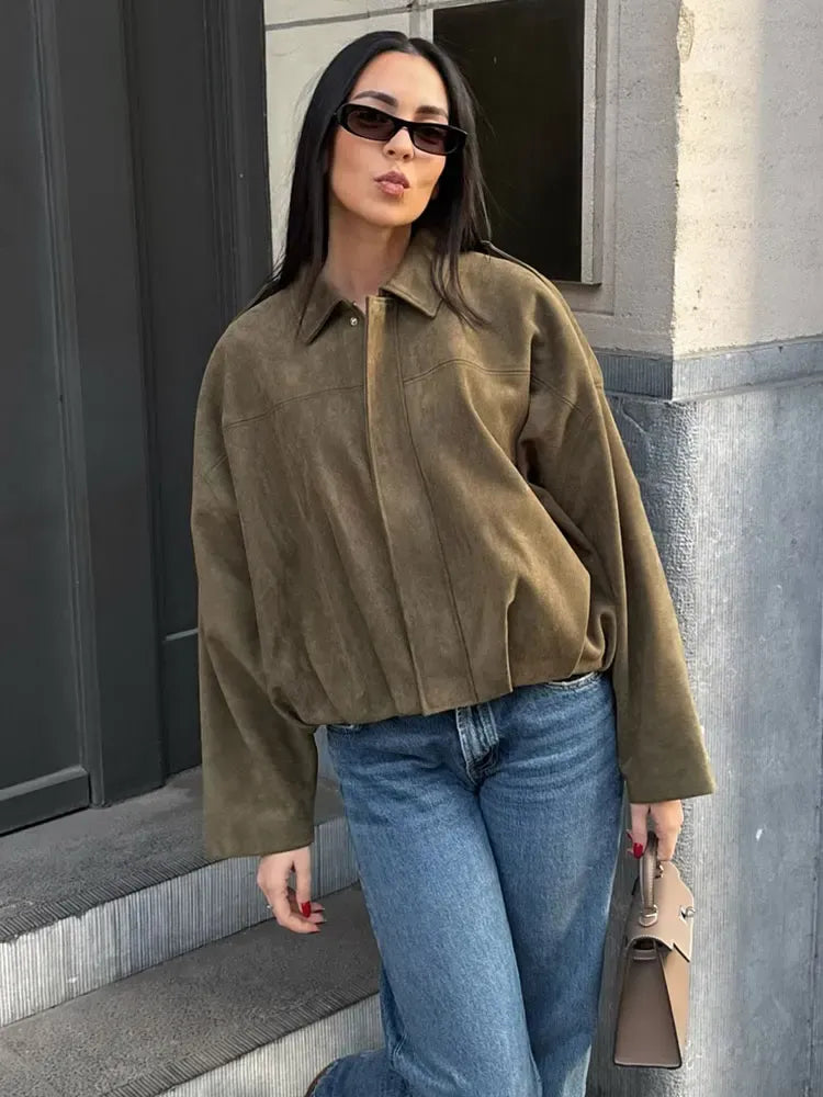 Lederjacke Relaxed Fit Hemdkragen Modern - IdealeKleiden