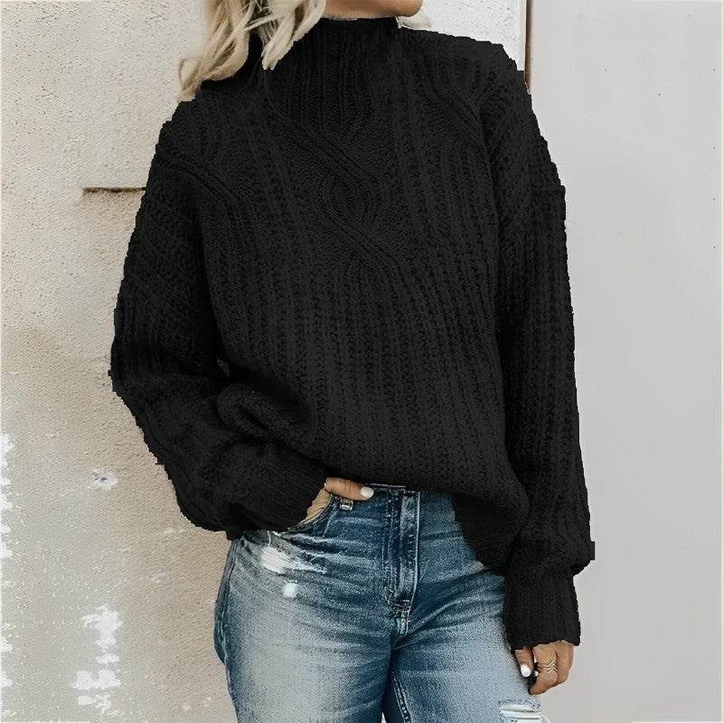 Große Damenkleid Wollmix Oversized Kabelstrick