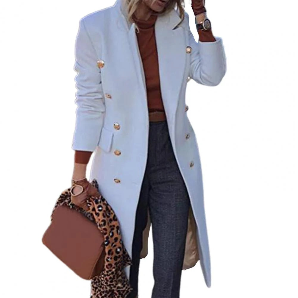 Eleganter Wollmantel Damen Taillierte Passform Knielang