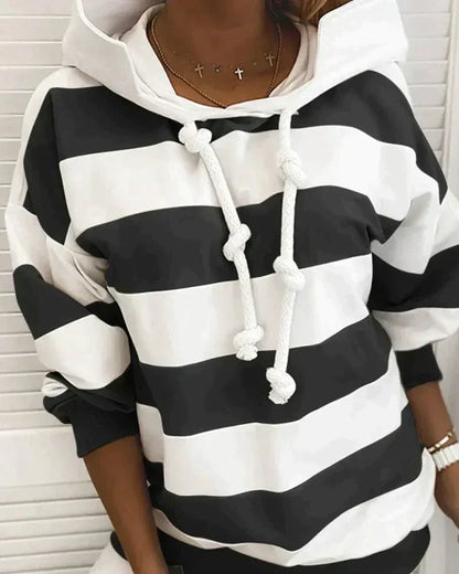 Kapuzenpullover XXL Oversized Striped Sportlich