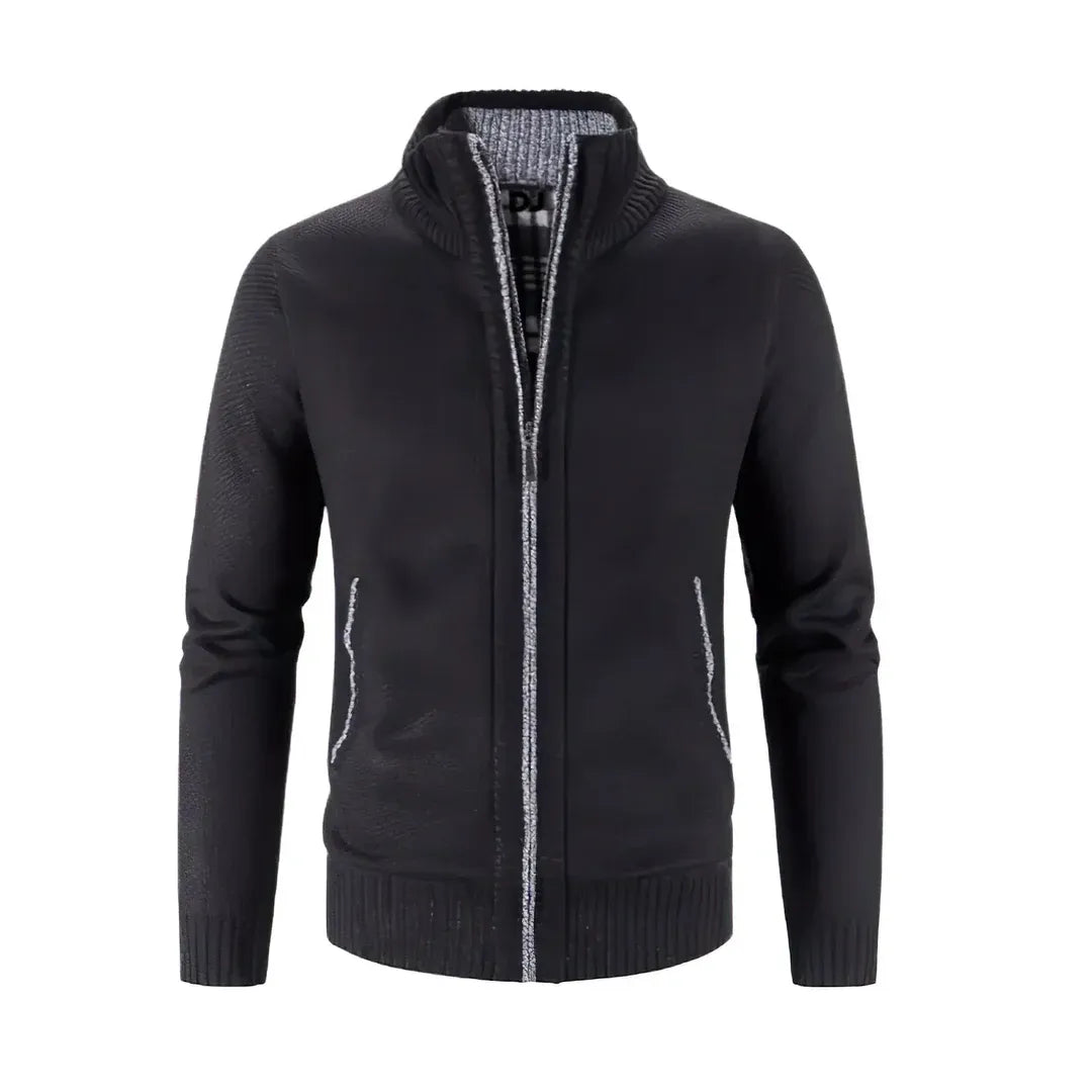 Slim Fit Cardigan Wollstrick Rippkante Modern Design - IdealeKleiden