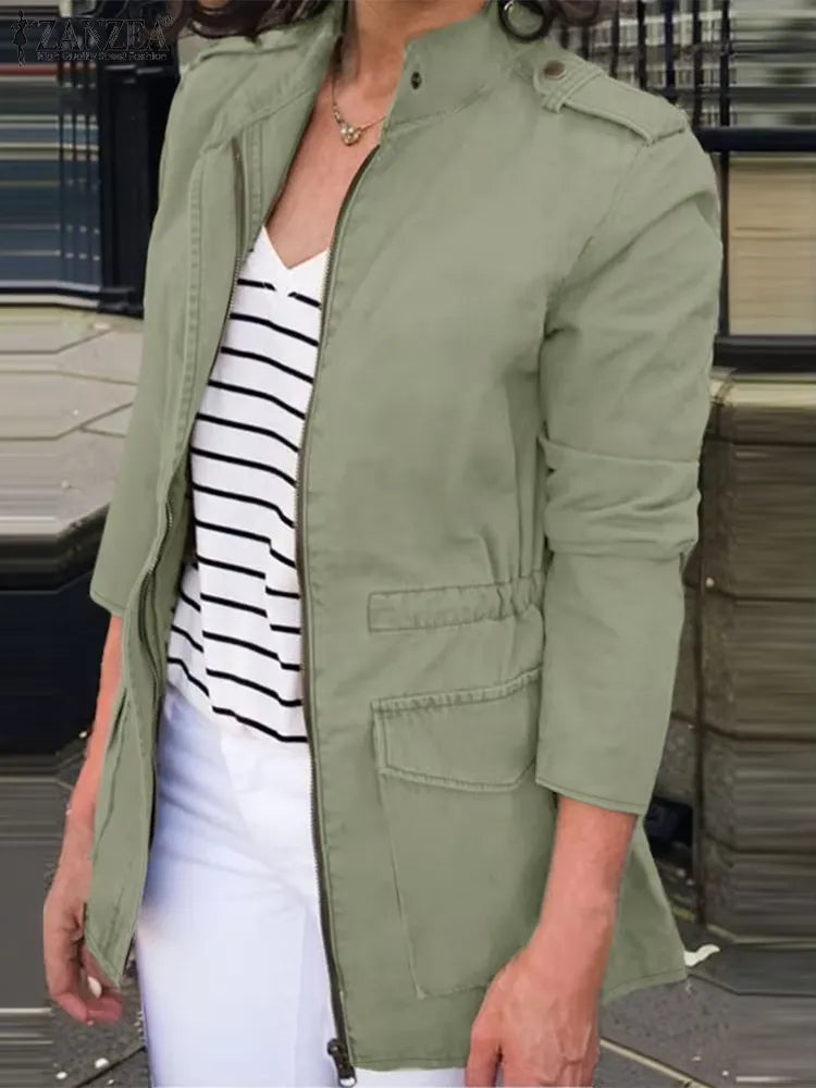 Bequeme Cargojacke Relaxed Fit Baumwolle Reißverschluss