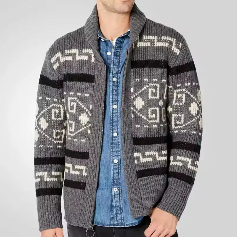 Wollcardigan Herren Modern mit Reißverschluss