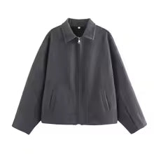 Klassische Wolljacke Lockere Passform Lässig