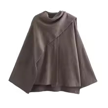 Übergroßer Strickmantel Asymmetrisch Mittellang - IdealeKleiden