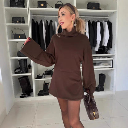 Bequeme Kleidung Übergröße Weiches Baumwollkleid Hoher Kragen Lässig
