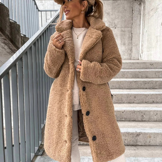 Oversized Mantel Weiches Faux-Fell Lang - IdealeKleiden