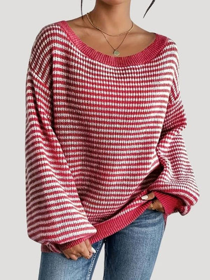 Gestreifter Strickpullover Damen
