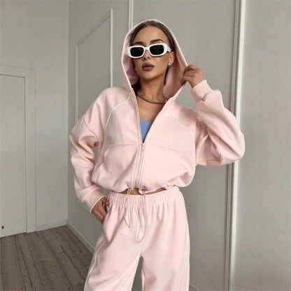 Kapuzenpullover Set mit Hose Übergröße Baumwolle Comfort Fit