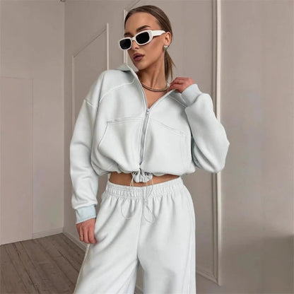 Kapuzenpullover Set mit Hose Übergröße Baumwolle Comfort Fit