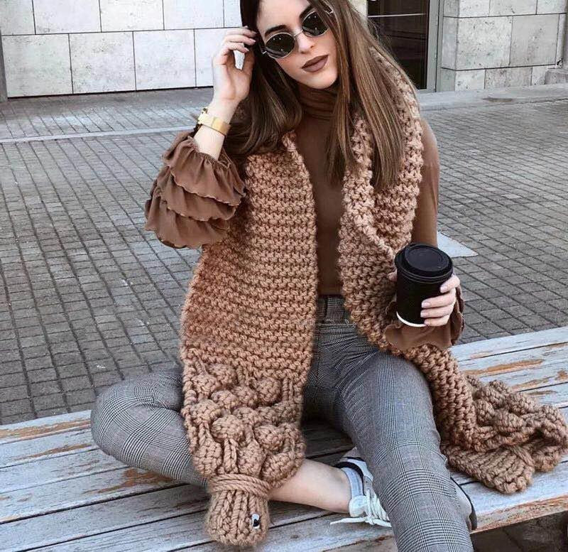 Große Schal Wollmischung Übergröße Strickdesign
