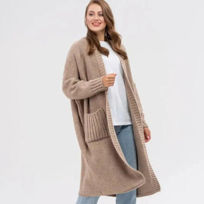 Große Strickjacke Übergröße Wollig Lang mit XXL Taschen