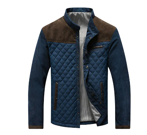 Stilvolle Steppjacke mit Wildleder und Hochkragen