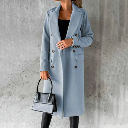 Klassischer Trenchcoat Damen Wolle Taillierte Passform - IdealeKleiden