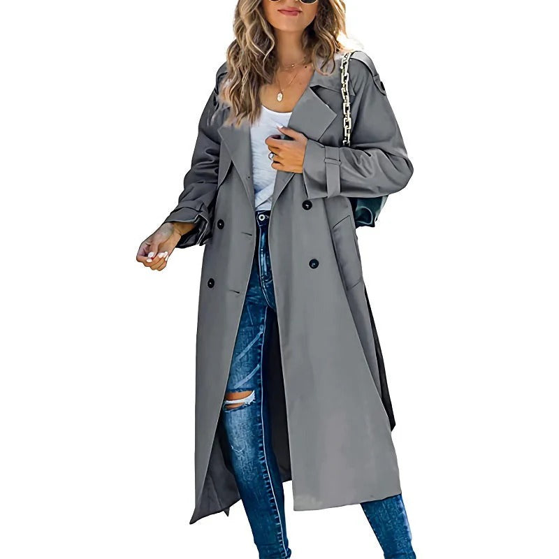 Lange Trenchcoat Damen Elegant Gürtel klassisch