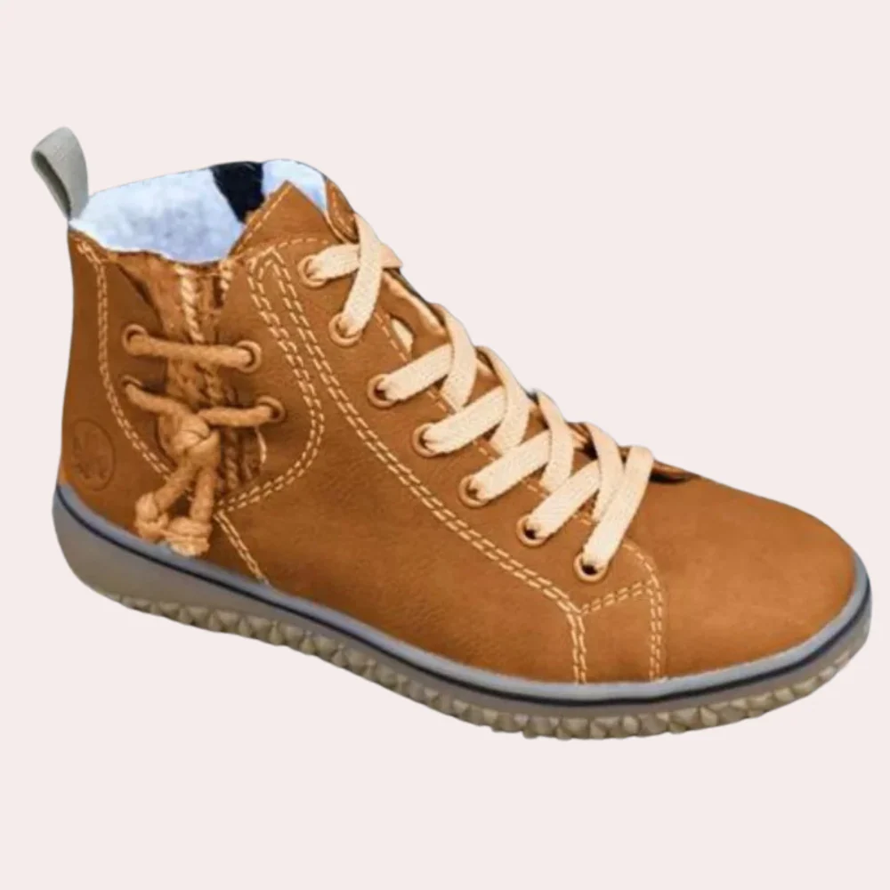 Damenschuh Stiefel Glattes Leder Schnürung