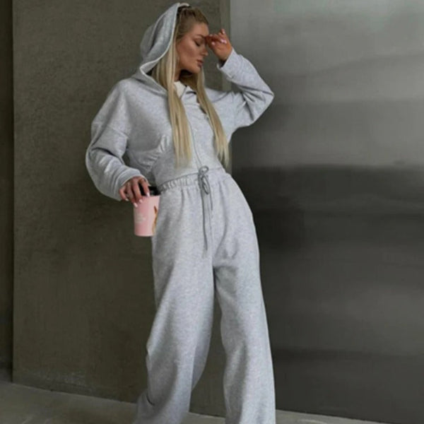 Bequemes Loungewear Set Kapuzenpullover Jogginghose Weich Baumwolle