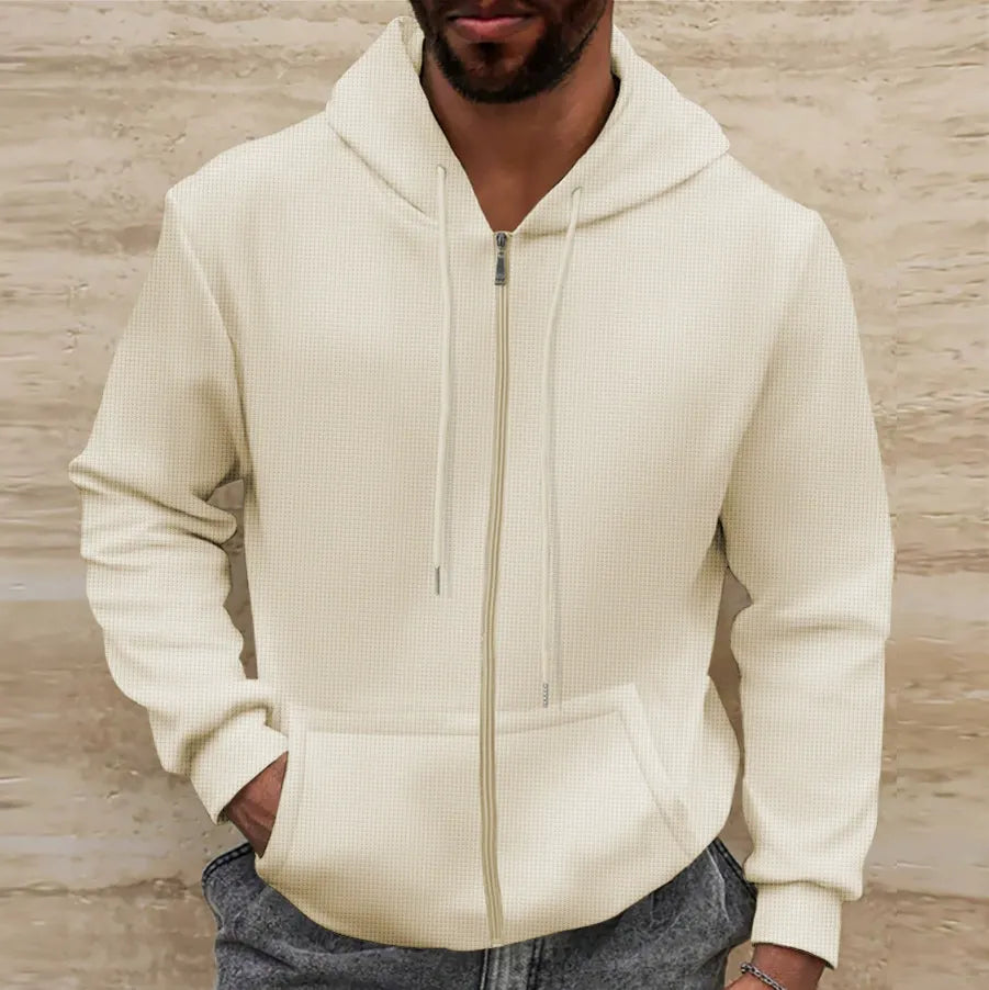 Kapuzenpullover Waffelstruktur Regular Fit Reißverschluss Lässig