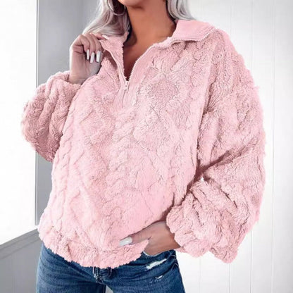 Weite Fleece-Kleidung mit Halb-Reißverschluss - IdealeKleiden