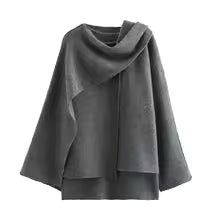 Übergroßer Strickmantel Asymmetrisch Mittellang