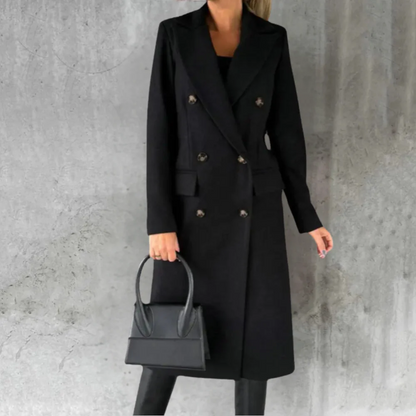 Klassischer Trenchcoat Damen Wolle Taillierte Passform