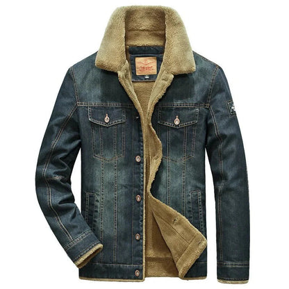 Modische Denimjacke Gefüttert Mit Kunstfell