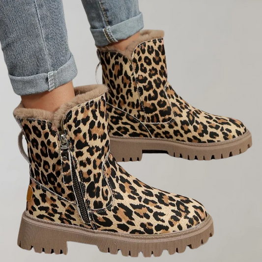 Stylische Knöchelstiefel Plüschfutter Robust Gemustert - IdealeKleiden