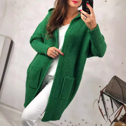 Große Strickjacke Kapuze mit Taschen